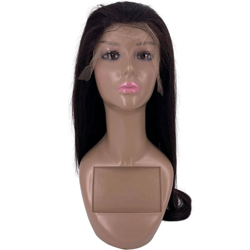 Human Hair Wig - Straight 13x4 HD Lace Front Wig - Natural Black (1B) - front view with visible lace hairline