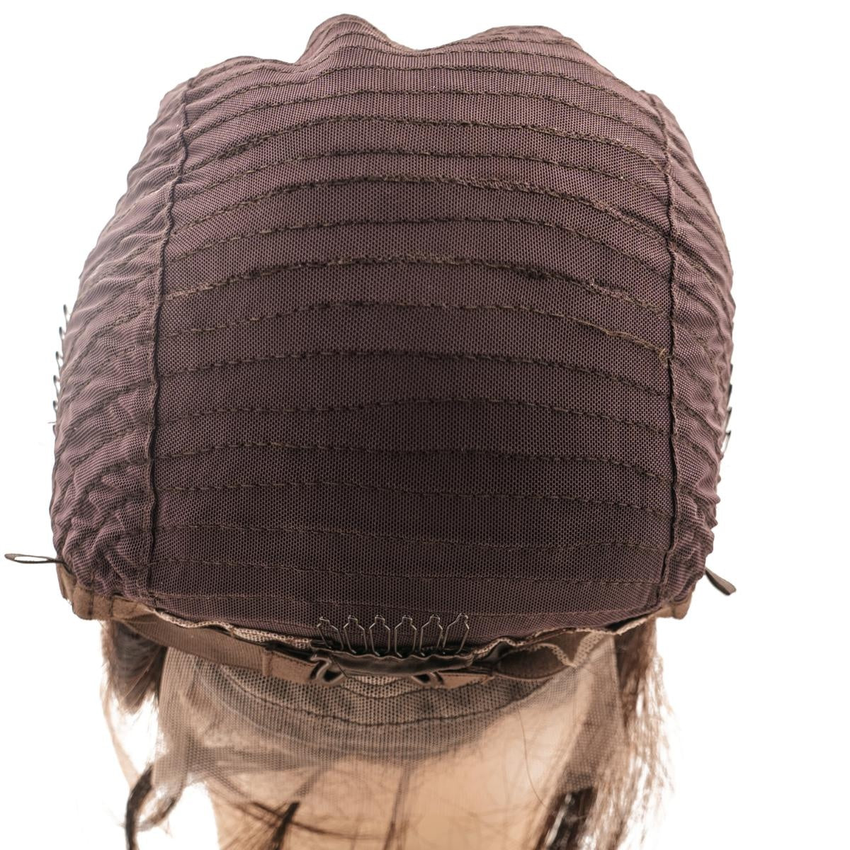 Straight 13x4 Transparent Lace Front Bob Wig - Dark Brown / Honey Blonde Balayage (2/27) - back of cap, adjustable straps