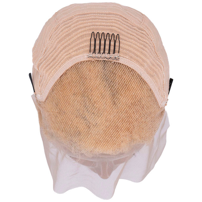 Human Hair Wig - Straight 13x4 Transparent Lace Front Wig - Blonde (613) - cap interior 13x4 lace detail