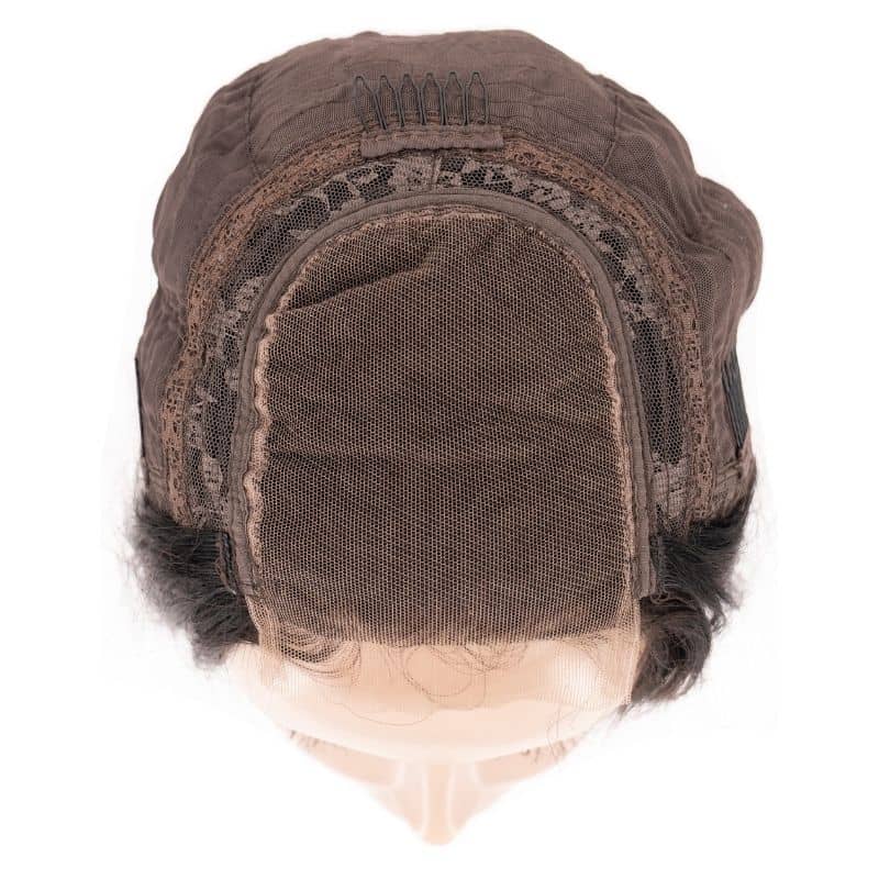 Human Hair Wig - Straight 4x4 Transparent Lace Closure Wig - Natural Black (1B) - cap interior 4x4 closure detail