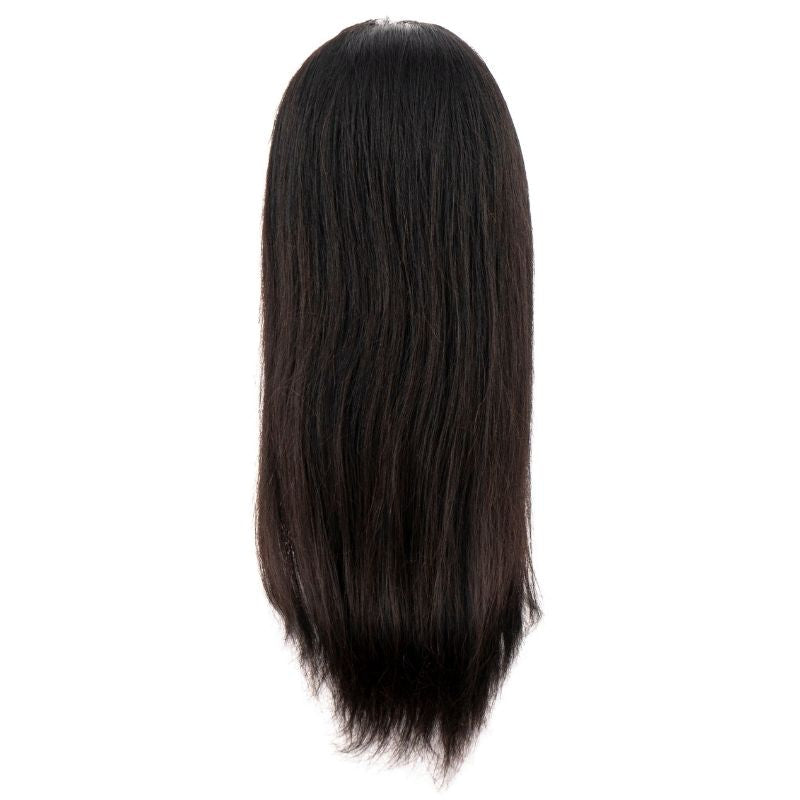 Human Hair Wig - Straight Headband Wig - Natural Black (1B) - back view showing full length
