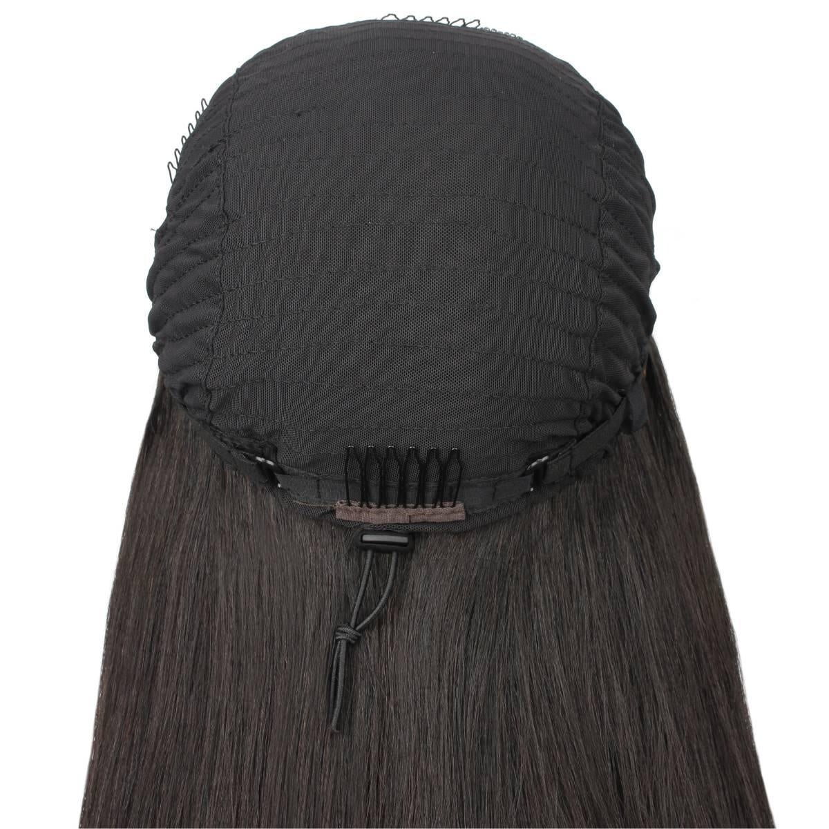Yaki Straight Half Wig - back of cap, adjustable strap