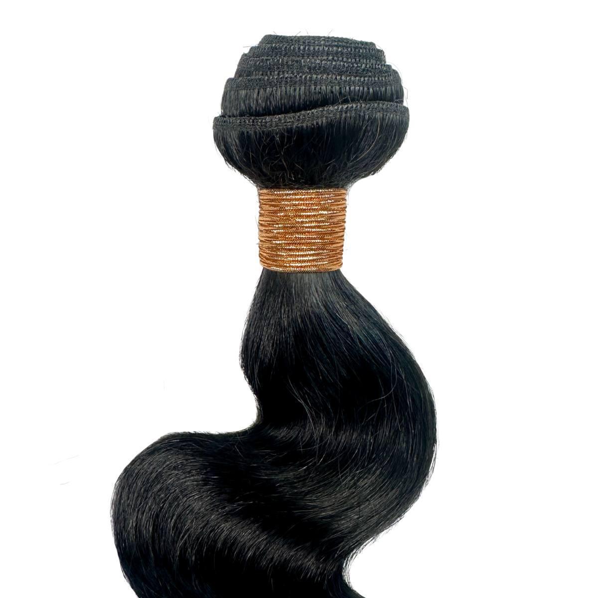 Sew In Hair Extensions - Body Wave 3 Bundle Deal - Jet Black (1) - single bundle weft close-up