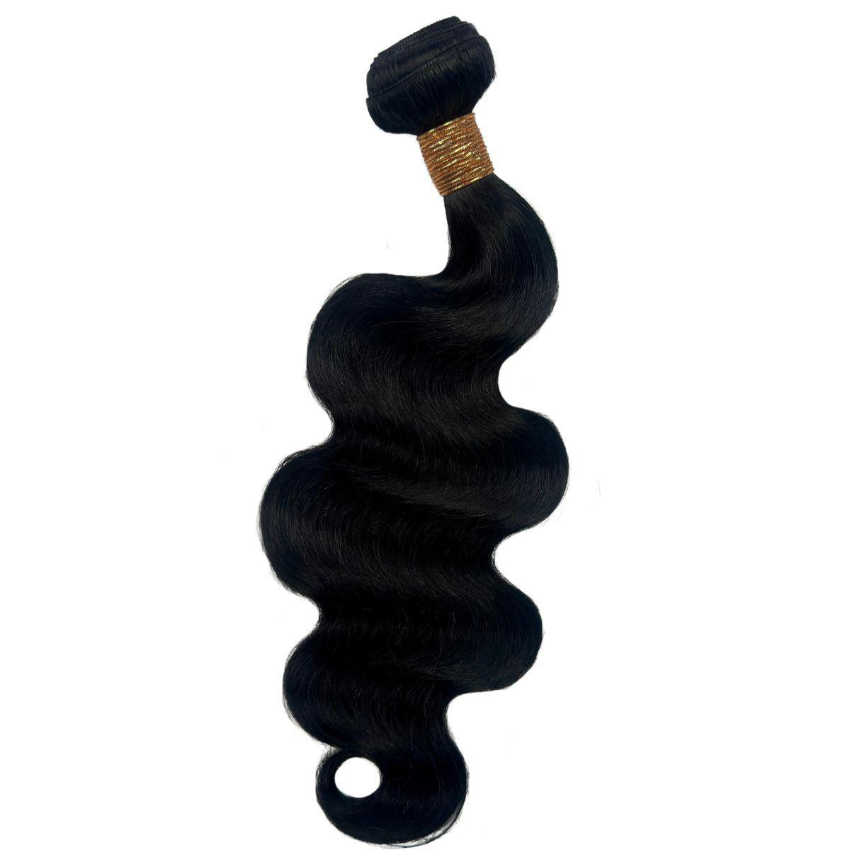 Sew In Hair Extensions - Body Wave - Jet Black (1) - single bundle full length display