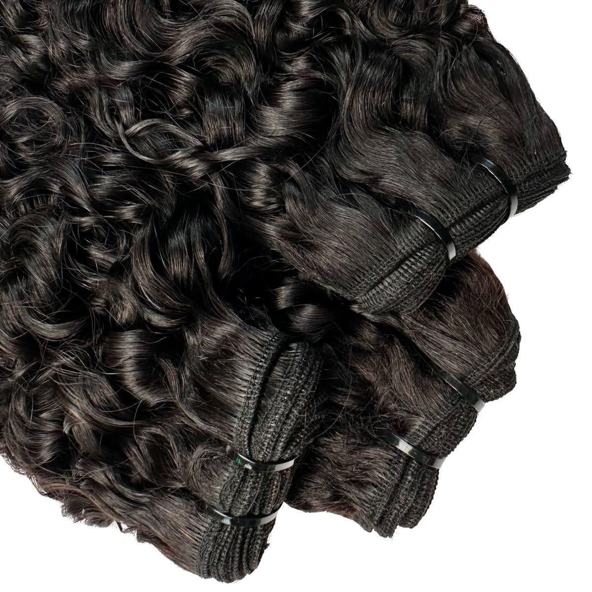 Burmese Curly Human Hair Bundle Deal - wefts close-up, curl detail