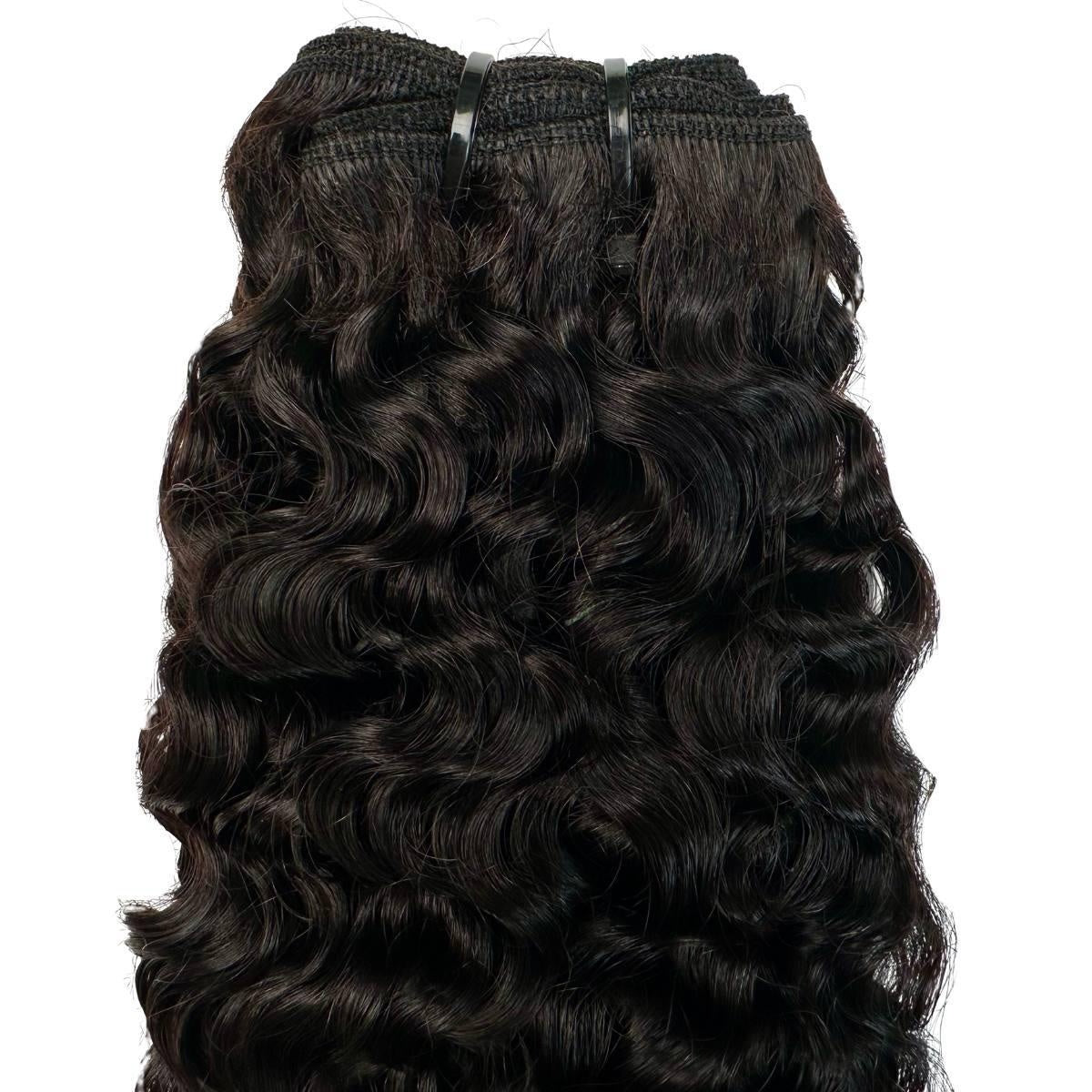 Burmese Curly Human Hair Bundles - wefts with curl draping down