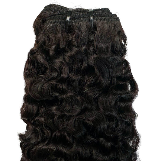 Burmese Curly Human Hair Bundles - wefts with curl draping down