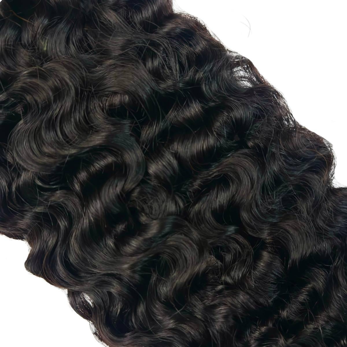 Burmese Curly Human Hair Bundles - diagonal curl pattern close-up