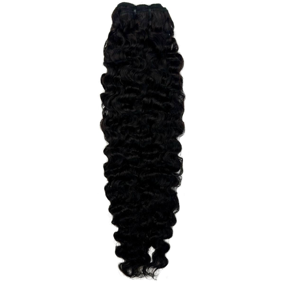 Burmese Curly Human Hair Bundles - full bundle hanging straight down