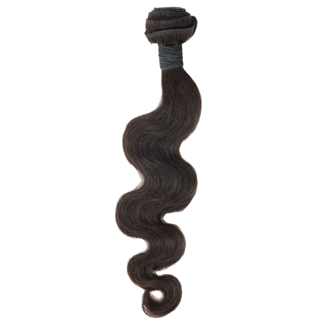 Sew In Hair Extensions - Malaysian Body Wave - Natural Black (1B) - single bundle full length showing wave pattern