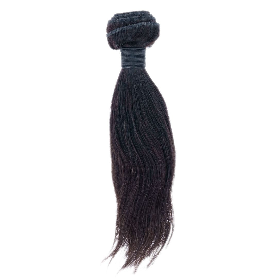 Sew In Hair Extensions - Malaysian Straight - Natural Black (1B) - single bundle full length hanging straight
