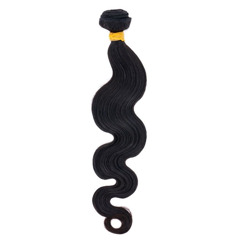 Sew In Hair Extensions - Raw Brazilian Body Wave - Natural Black (1B) - single bundle full length showing wave pattern