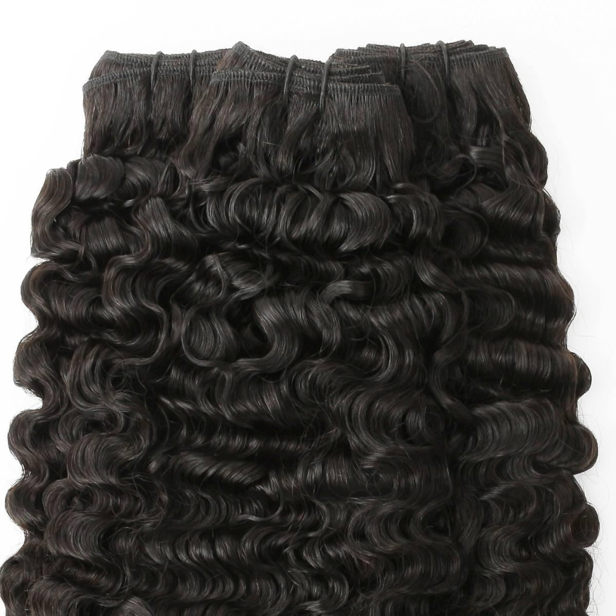 Raw Burmese Curly Human Hair Bundle Deal - wefts and curl pattern close-up