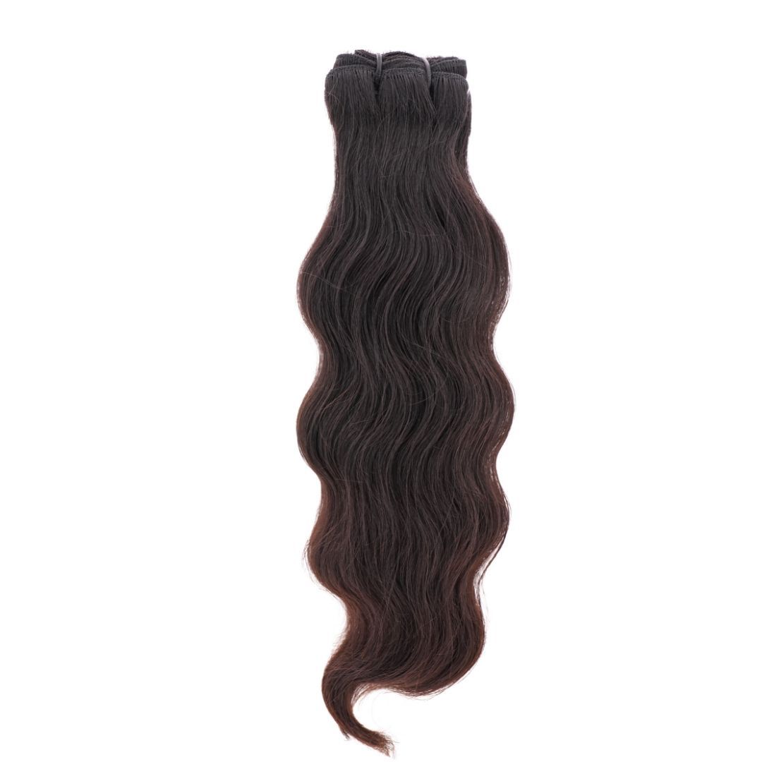 Sew In Hair Extensions - Raw Indian Curly - Natural Black (1B) - single bundle full length showing natural wave