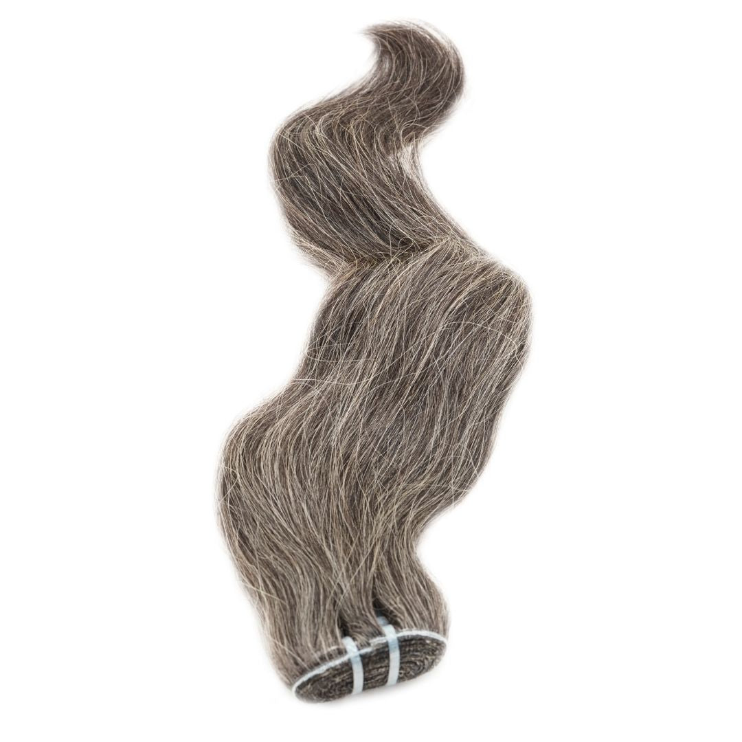 Sew In Hair Extensions - Raw Vietnamese Straight - Natural Gray - single bundle showing natural gray texture