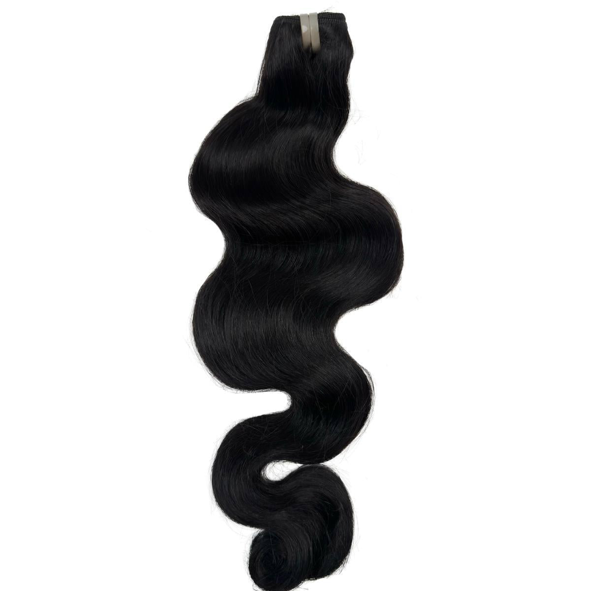 Sew In Hair Extensions - Vietnamese Body Wave 3 Bundle Deal - Natural Black (1B) - single bundle full length showing body wave